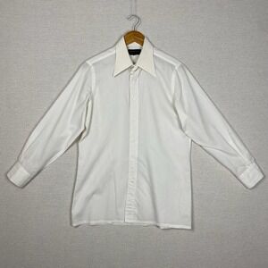 Vtg Yves Saint Laurent Dress Shirt Mens M White Long Sleeve YSL Quiet Luxury